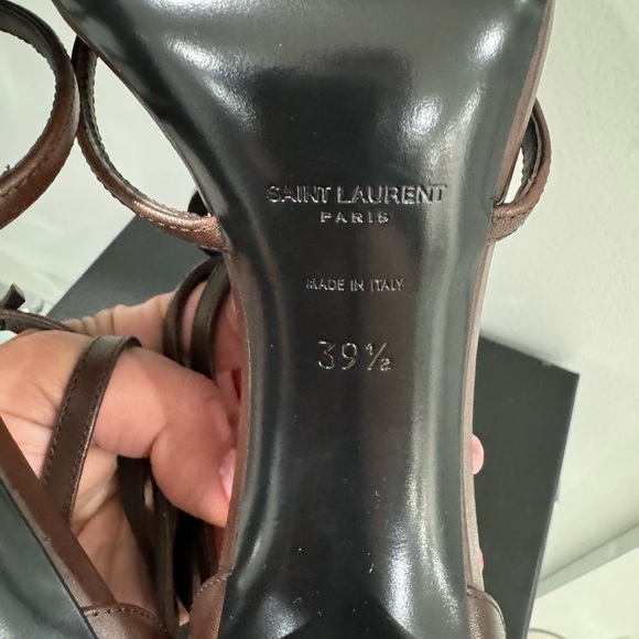 Yves Saint Laurent YSL Cassandra Brown Leather High Heel Sandals Sz 39.5 NEW - Picture 8 of 11